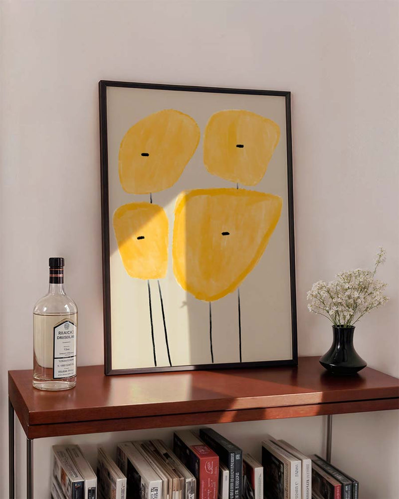 Yellow Minimal Flowers Poster – Gelbe Minimalistische Blüten