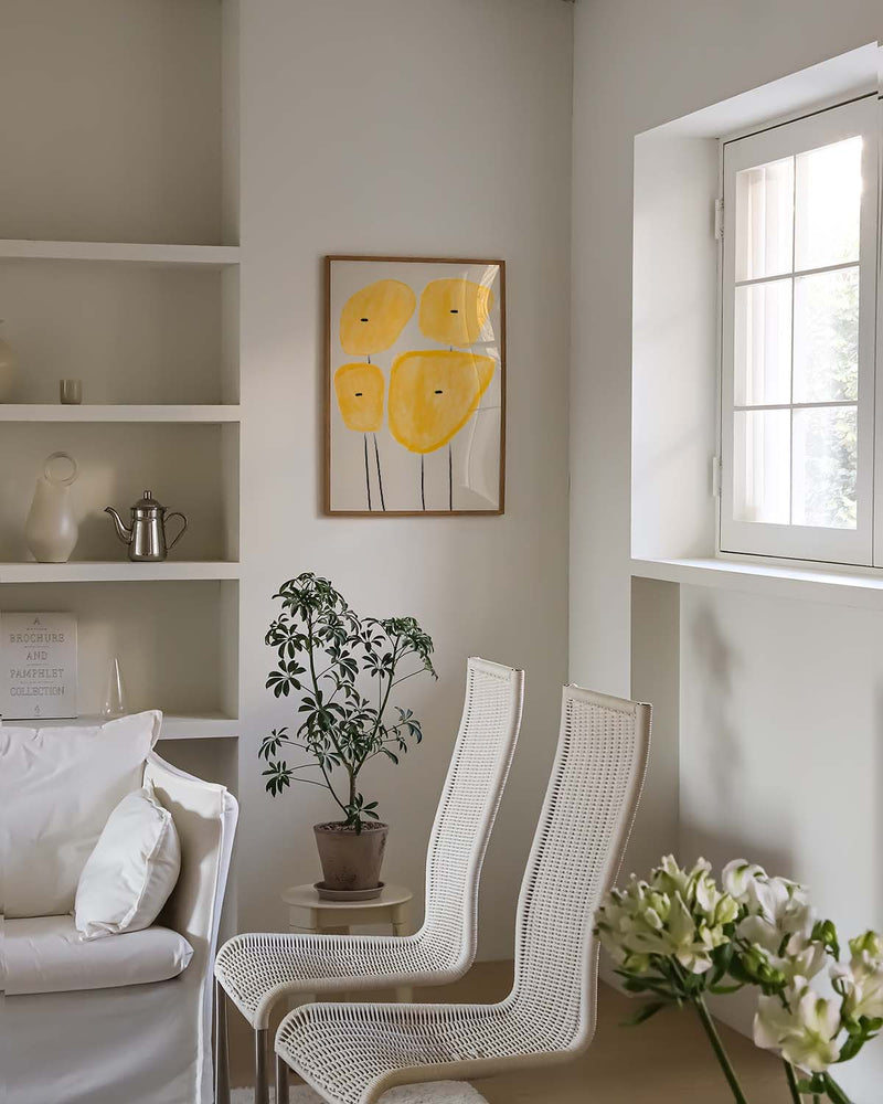 Yellow Minimal Flowers Poster – Gelbe Minimalistische Blüten