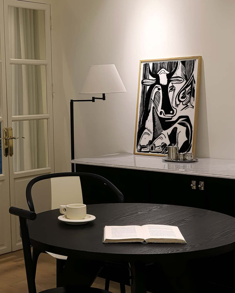 Abstraktes Schwarz Weiß Kunstposter – Abstract Duality