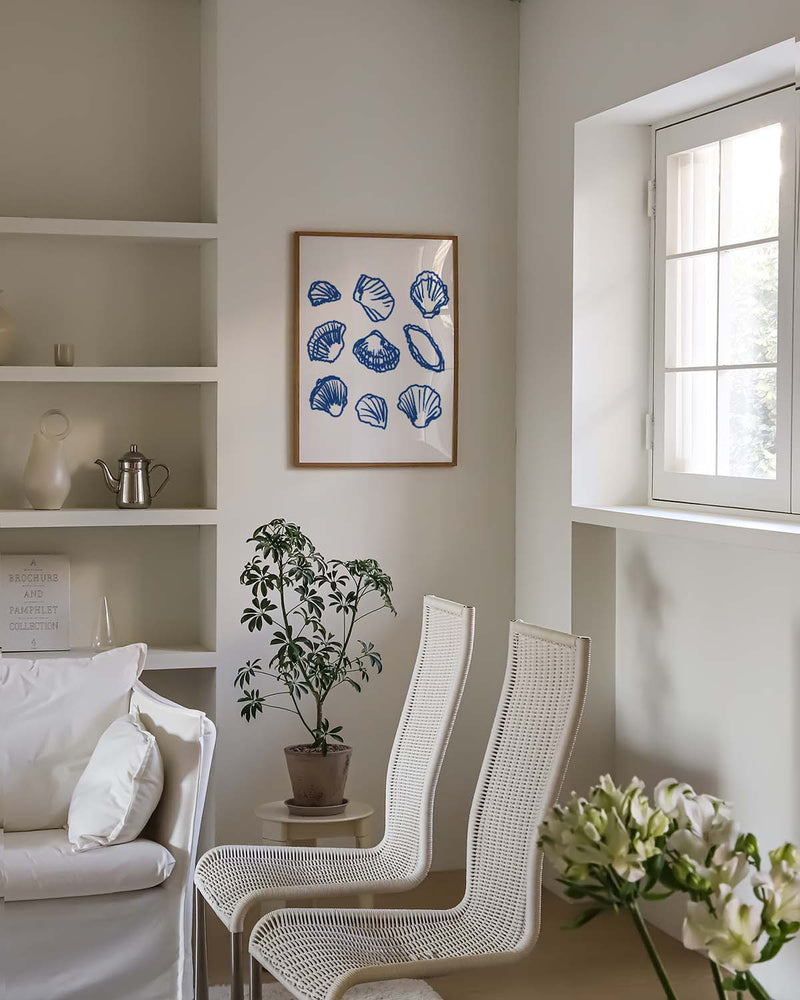 Muschel Muster Poster modern – Blue Shells
