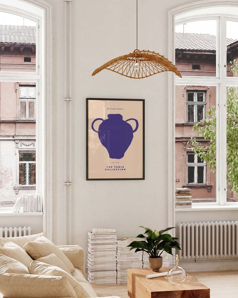 Minimalistisches Keramik Poster Blau – Blue Vase
