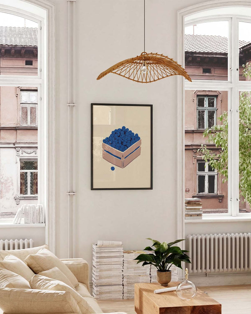 Minimalistisches Obst Poster Blau – Blueberry Square