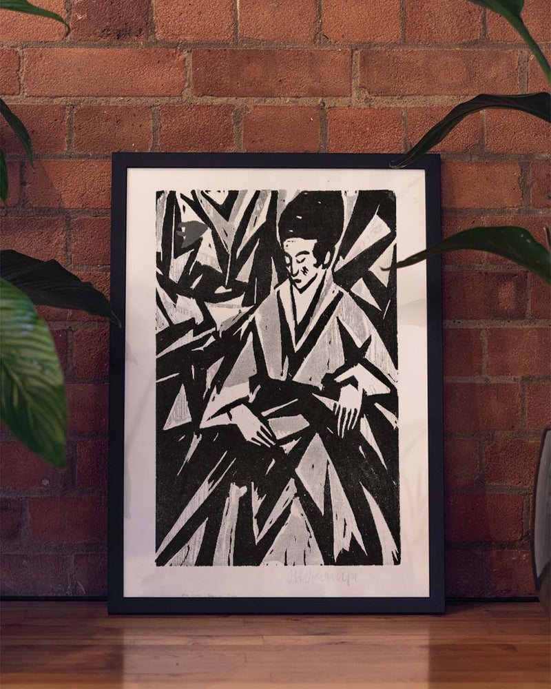 Schwarz Weiß Kunstposter abstrakt – Ink Foliage