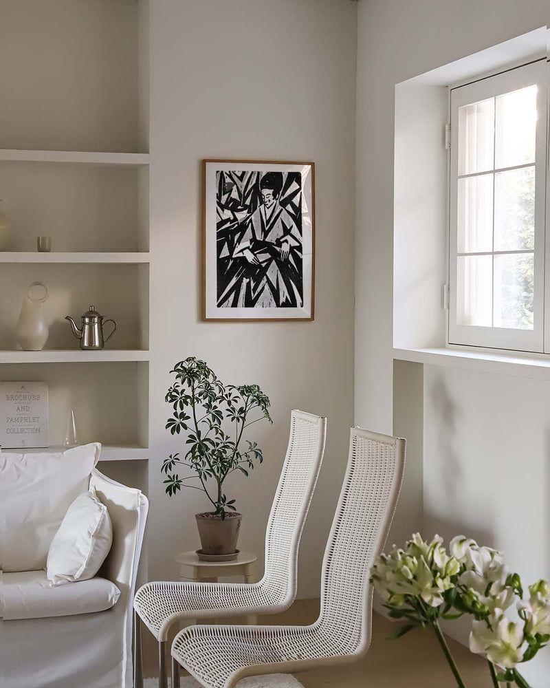 Schwarz Weiß Kunstposter abstrakt – Ink Foliage