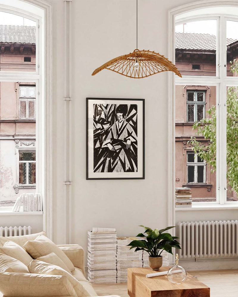 Schwarz Weiß Kunstposter abstrakt – Ink Foliage