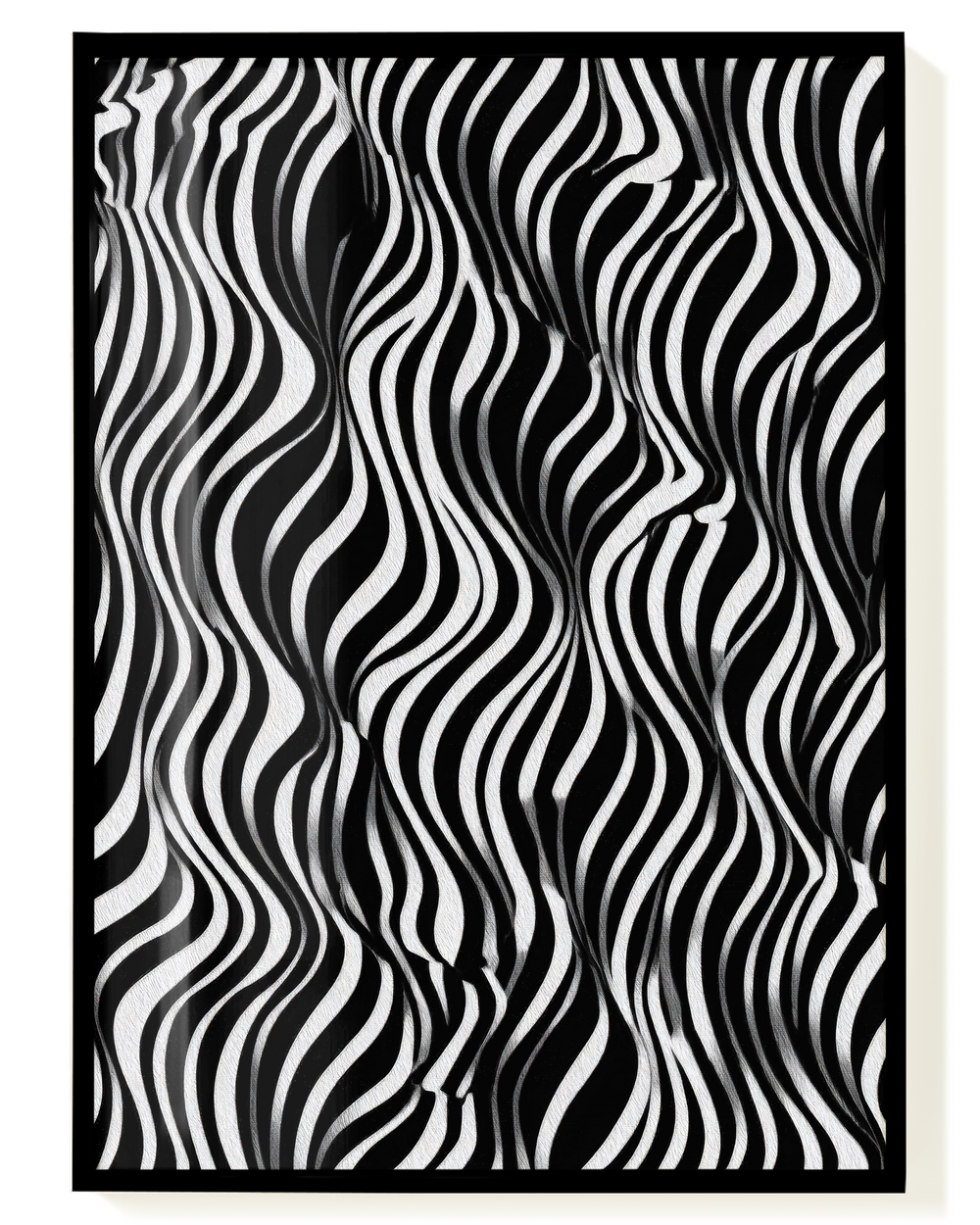 Abstraktes Schwarz Weiß Muster Poster – Minimal Wave