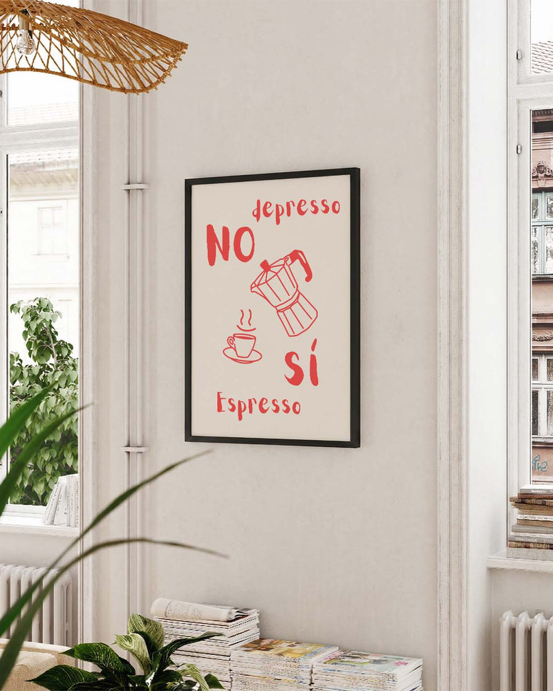 No Depresso | Funny Coffee Art Poster