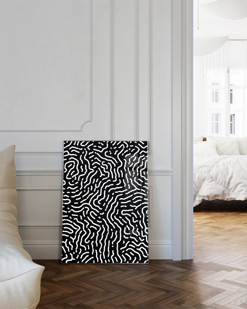 Abstraktes Linien Struktur Poster – Mono Circuit Poster – FineArt Wandbild, moderne Kunst & Fine Art Print von Spawnd, handgefertigt & Made in Germany