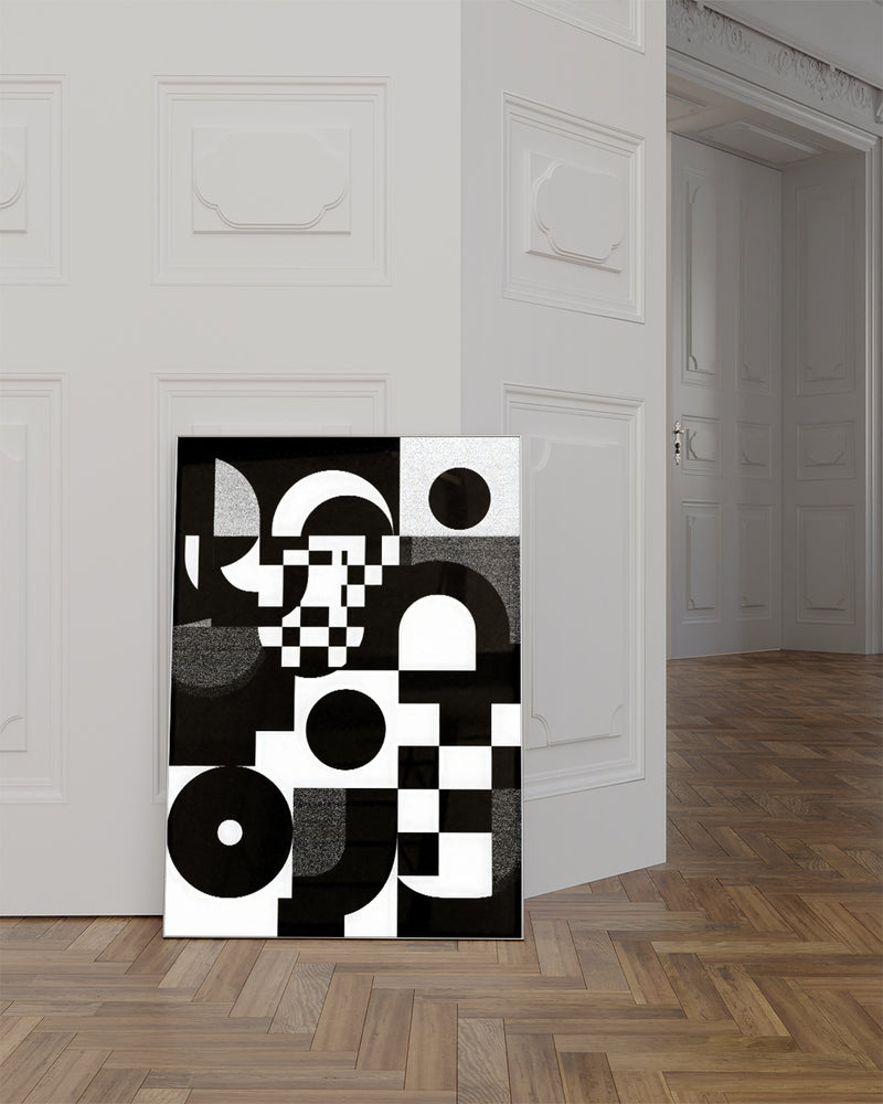 Abstraktes Schwarz Weiß Geometrie Poster – Inner Resolve Poster – FineArt Wandbild, moderne Kunst & Fine Art Print von Spawnd, handgefertigt & Made in Germany
