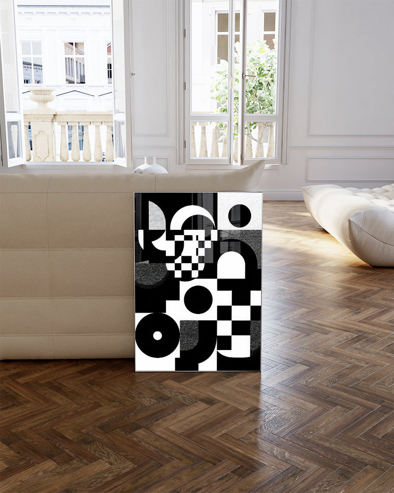 Abstraktes Schwarz Weiß Geometrie Poster – Inner Resolve Poster – FineArt Wandbild, moderne Kunst & Fine Art Print von Spawnd, handgefertigt & Made in Germany