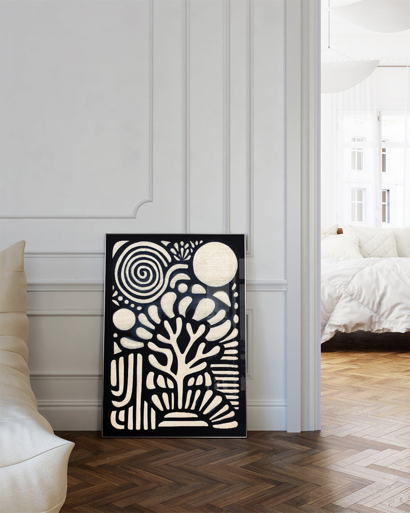 Abstraktes Schwarz Weiß Kunst Poster – Abstract Silence Poster – FineArt Wandbild, moderne Kunst & Fine Art Print von Spawnd, handgefertigt & Made in Germany