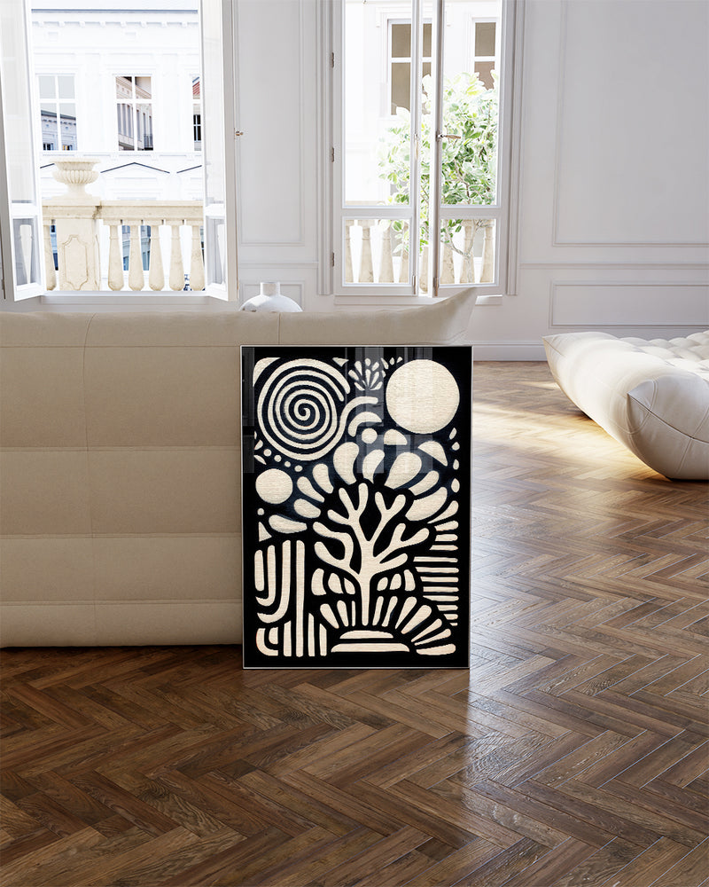 Abstraktes Schwarz Weiß Kunst Poster – Abstract Silence Poster – FineArt Wandbild, moderne Kunst & Fine Art Print von Spawnd, handgefertigt & Made in Germany