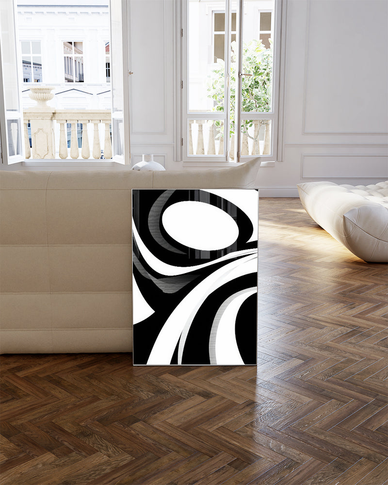 Abstraktes Schwarz Weiß Linien Poster – Inner Contour Poster – FineArt Wandbild, moderne Kunst & Fine Art Print von Spawnd, handgefertigt & Made in Germany