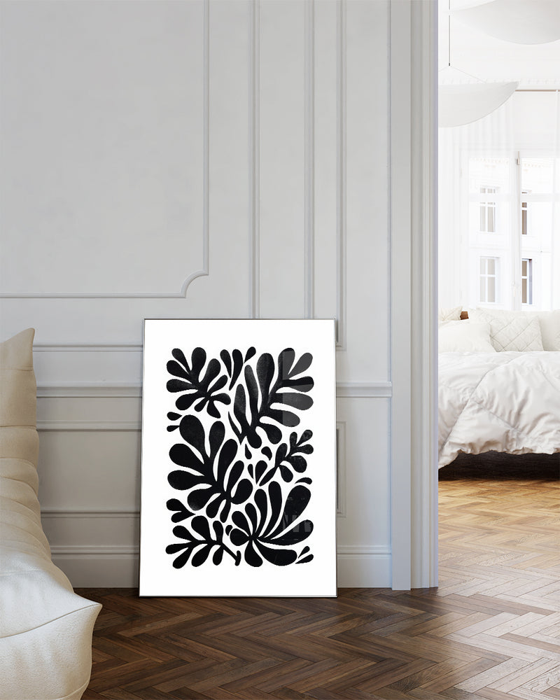 Abstraktes Schwarz Weiß Pflanzen Poster – Inner Flow Poster – FineArt Wandbild, moderne Kunst & Fine Art Print von Spawnd, handgefertigt & Made in Germany