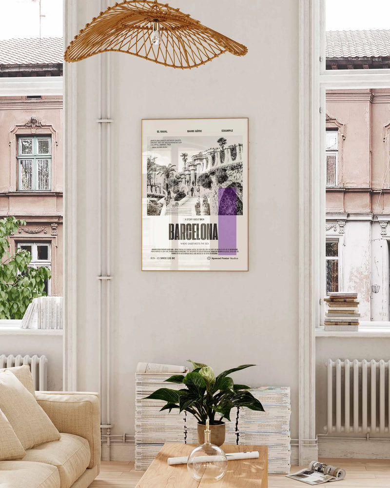 Barcelona Poster – FineArt Wandbild, moderne Kunst & Fine Art Print von Spawnd, handgefertigt & Made in Germany