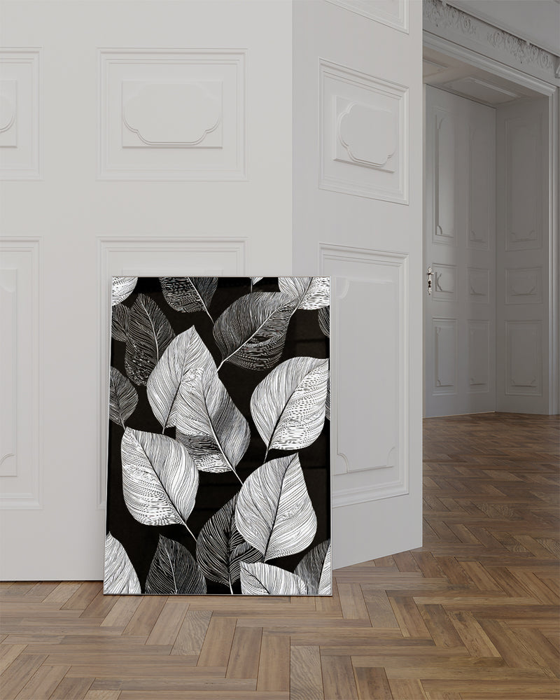 Botanisches Schwarz Weiß Poster modern – Mono Fieldline Poster – FineArt Wandbild, moderne Kunst & Fine Art Print von Spawnd, handgefertigt & Made in Germany