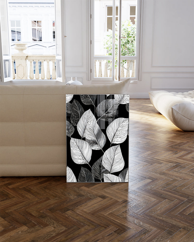 Botanisches Schwarz Weiß Poster modern – Mono Fieldline Poster – FineArt Wandbild, moderne Kunst & Fine Art Print von Spawnd, handgefertigt & Made in Germany