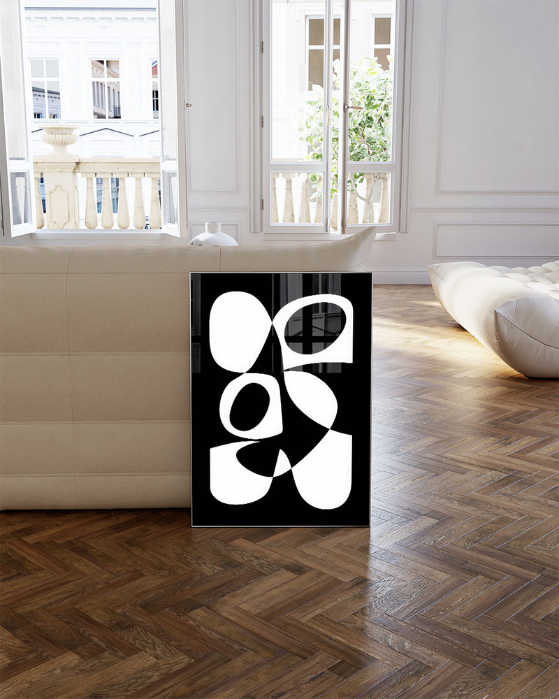 Dynamisches Linien Kunst Poster – Black Flowstate Poster – FineArt Wandbild, moderne Kunst & Fine Art Print von Spawnd, handgefertigt & Made in Germany