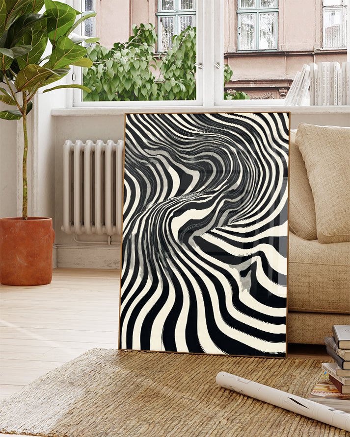 Dynamisches Linien Poster Schwarz Weiß – Silent Motion Poster – FineArt Wandbild, moderne Kunst & Fine Art Print von Spawnd, handgefertigt & Made in Germany