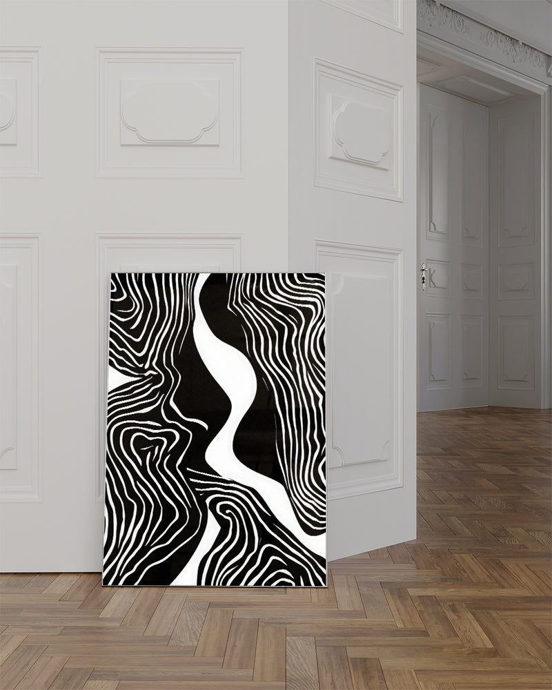 Geometrisches Schwarz Weiß Design Poster – Mono Balancepoint Poster – FineArt Wandbild, moderne Kunst & Fine Art Print von Spawnd, handgefertigt & Made in Germany