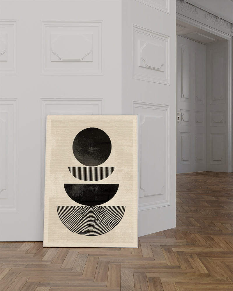 Geometrisches Schwarz Weiß Poster modern – Mono Depth Poster – FineArt Wandbild, moderne Kunst & Fine Art Print von Spawnd, handgefertigt & Made in Germany