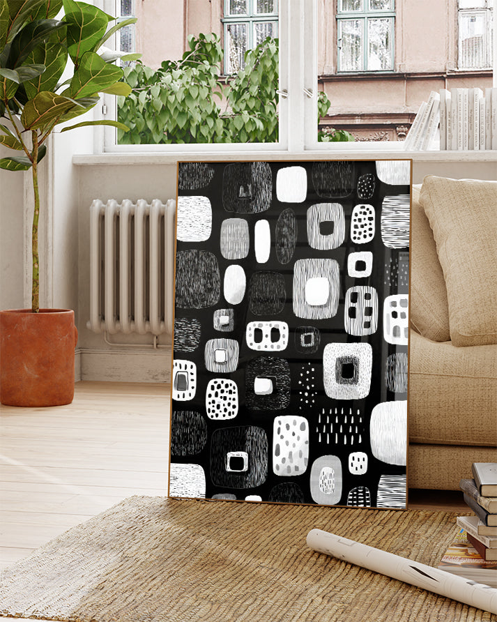 Grafisches Grid Poster modern – Visual Fold Poster – FineArt Wandbild, moderne Kunst & Fine Art Print von Spawnd, handgefertigt & Made in Germany