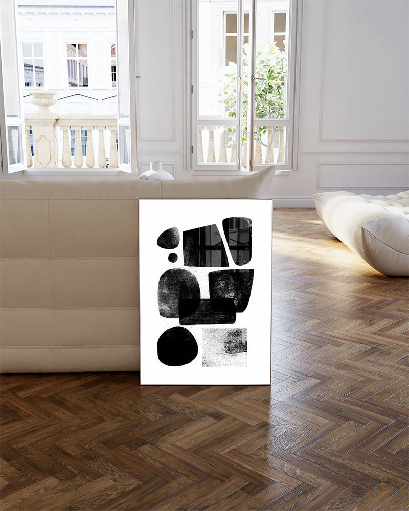 Modernes Schwarz Weiß Grafik Poster – Graphic Flow Poster – FineArt Wandbild, moderne Kunst & Fine Art Print von Spawnd, handgefertigt & Made in Germany