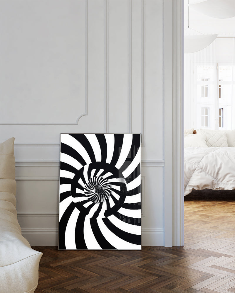Modernes Schwarz Weiß Kreis Formen Poster – Inner Balance Poster – FineArt Wandbild, moderne Kunst & Fine Art Print von Spawnd, handgefertigt & Made in Germany