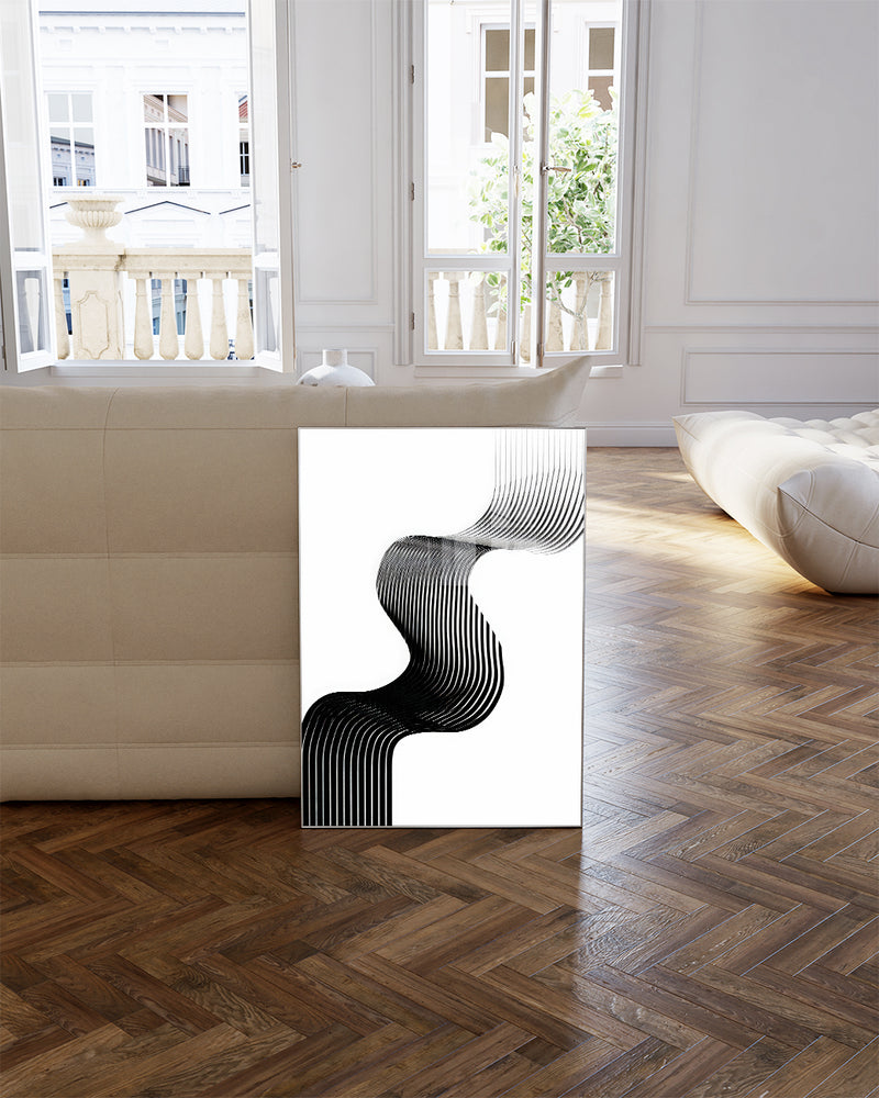 Modernes Schwarz Weiß Linienposter – Black Contour Poster – FineArt Wandbild, moderne Kunst & Fine Art Print von Spawnd, handgefertigt & Made in Germany