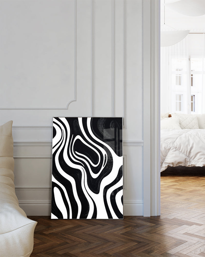 Modernes Schwarz Weiß Pinsel Wandbild – Dark Resolve Poster – FineArt Wandbild, moderne Kunst & Fine Art Print von Spawnd, handgefertigt & Made in Germany