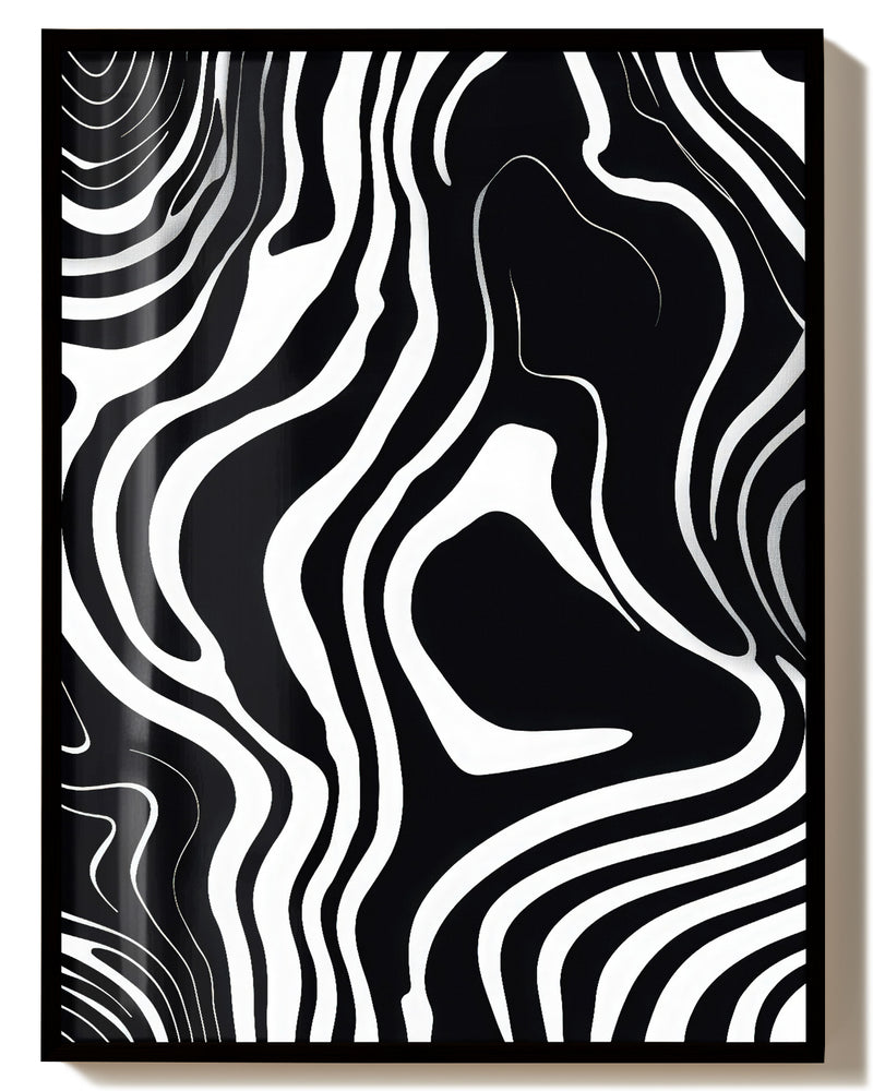 Modernes Schwarz Weiß Wellen Poster – Flow State Poster – FineArt Wandbild, moderne Kunst & Fine Art Print von Spawnd, handgefertigt & Made in Germany