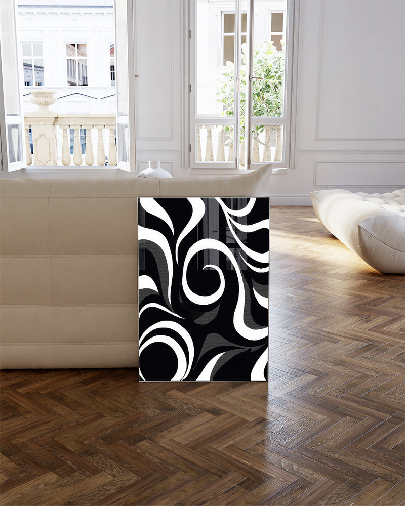Modernes Schwarz Weiß Wellen Poster – Inner Continuity Poster – FineArt Wandbild, moderne Kunst & Fine Art Print von Spawnd, handgefertigt & Made in Germany