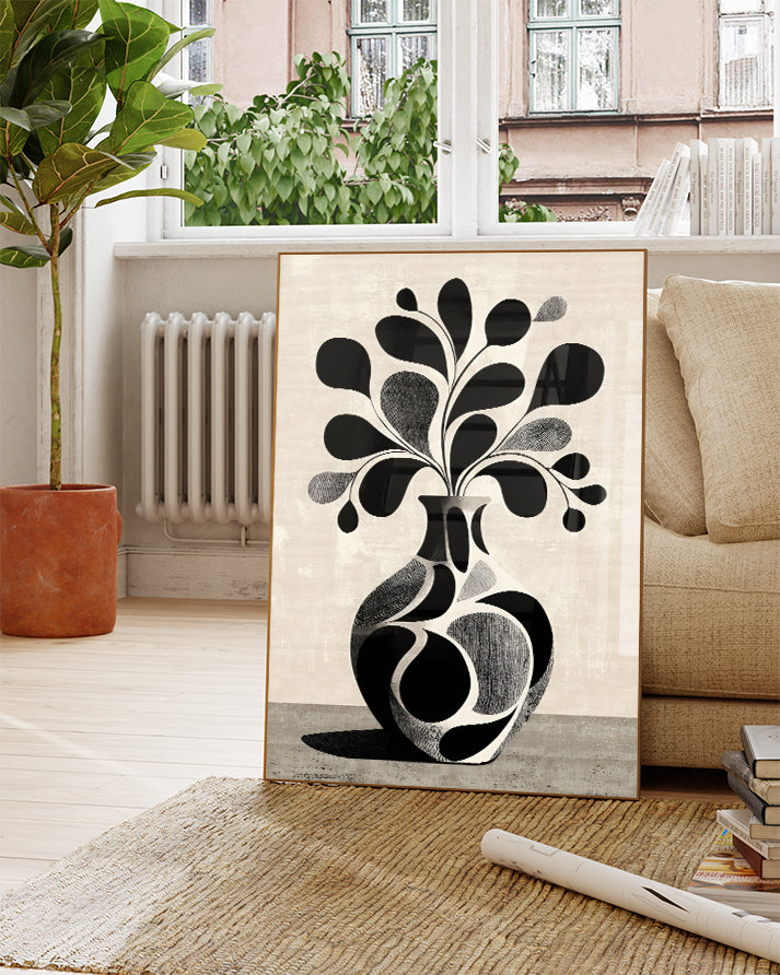 Organisches Blatt Poster Schwarz Weiß – Visual Weight Poster – FineArt Wandbild, moderne Kunst & Fine Art Print von Spawnd, handgefertigt & Made in Germany
