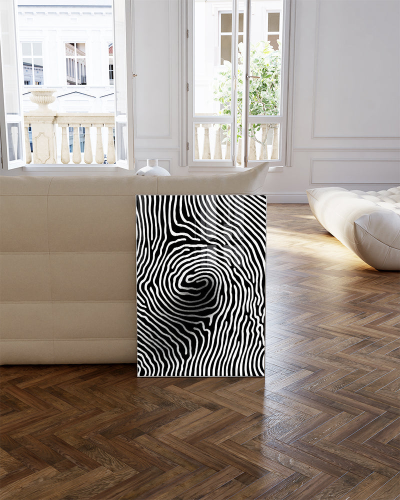 Organisches Schwarz Weiß Linien Poster – Dark Current Poster – FineArt Wandbild, moderne Kunst & Fine Art Print von Spawnd, handgefertigt & Made in Germany