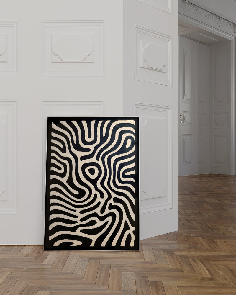 Organisches Schwarz Weiß Muster Poster – Black Current Poster – FineArt Wandbild, moderne Kunst & Fine Art Print von Spawnd, handgefertigt & Made in Germany