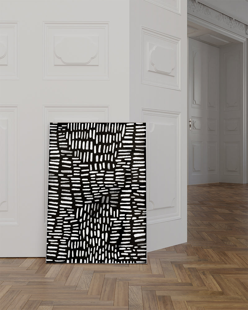 Strukturierte Minimal Art Wandbild – Black Interval Poster – FineArt Wandbild, moderne Kunst & Fine Art Print von Spawnd, handgefertigt & Made in Germany