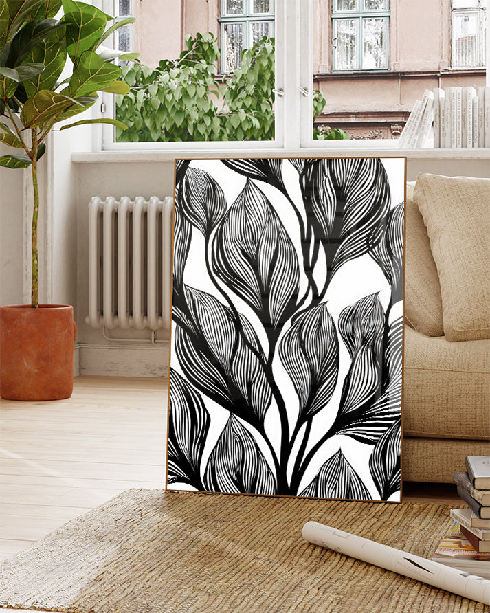 Texturiertes Linien Poster Schwarz Weiß – Soft Edges Poster – FineArt Wandbild, moderne Kunst & Fine Art Print von Spawnd, handgefertigt & Made in Germany