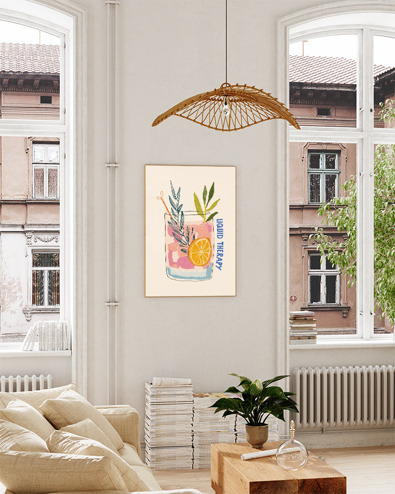 Typografie & Illustration Cocktail Poster – Liquid Therapy Poster – FineArt Wandbild, moderne Kunst & Fine Art Print von Spawnd, handgefertigt & Made in Germany