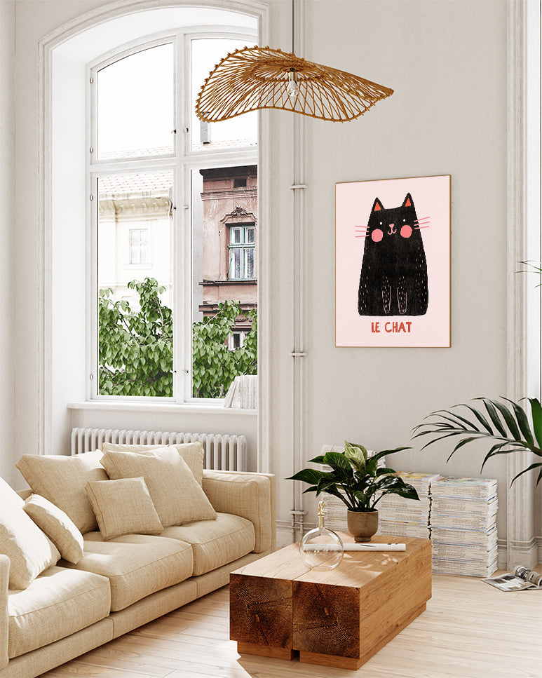 Typografie & Illustration Katzen Poster – Le Chat Poster – FineArt Wandbild, moderne Kunst & Fine Art Print von Spawnd, handgefertigt & Made in Germany