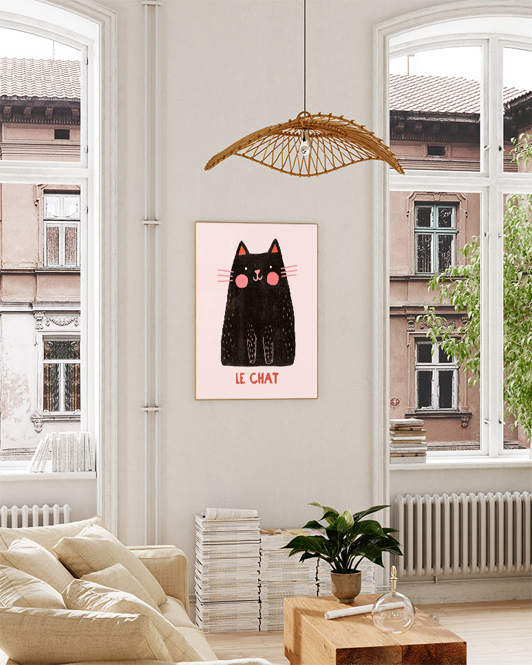 Typografie & Illustration Katzen Poster – Le Chat Poster – FineArt Wandbild, moderne Kunst & Fine Art Print von Spawnd, handgefertigt & Made in Germany