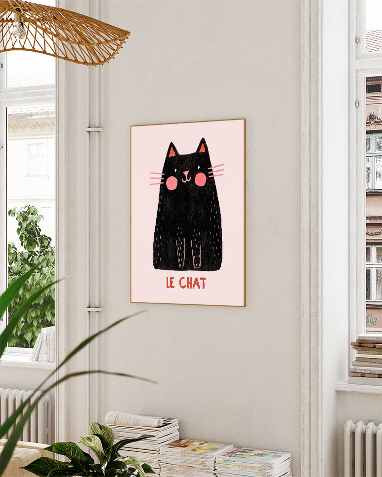 Typografie & Illustration Katzen Poster – Le Chat Poster – FineArt Wandbild, moderne Kunst & Fine Art Print von Spawnd, handgefertigt & Made in Germany
