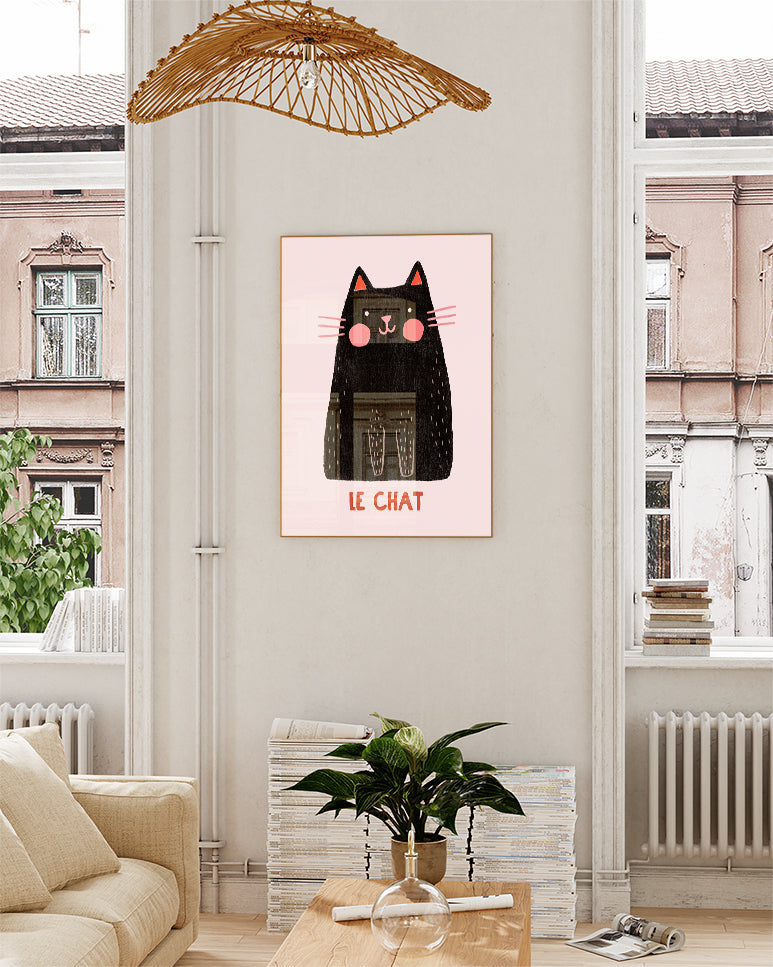 Typografie & Illustration Katzen Poster – Le Chat Poster – FineArt Wandbild, moderne Kunst & Fine Art Print von Spawnd, handgefertigt & Made in Germany