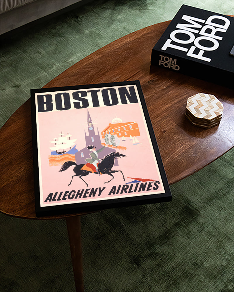 Vintage Boston Airlines Poster – Allegheny Airlines Poster – FineArt Wandbild, moderne Kunst & Fine Art Print von Spawnd, handgefertigt & Made in Germany