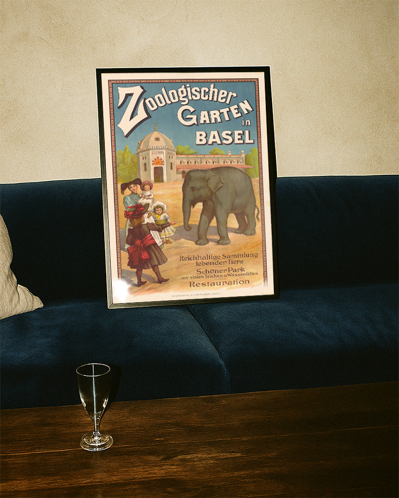 Vintage Zoo Basel Poster – Zoologischer Garten Basel Poster – FineArt Wandbild, moderne Kunst & Fine Art Print von Spawnd, handgefertigt & Made in Germany