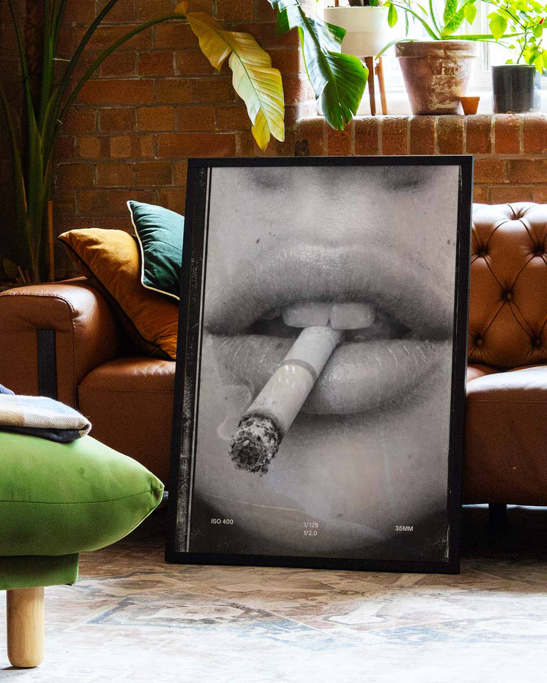 Schwarzweiß Poster Lippen &amp; Zigarette – Fotografie
