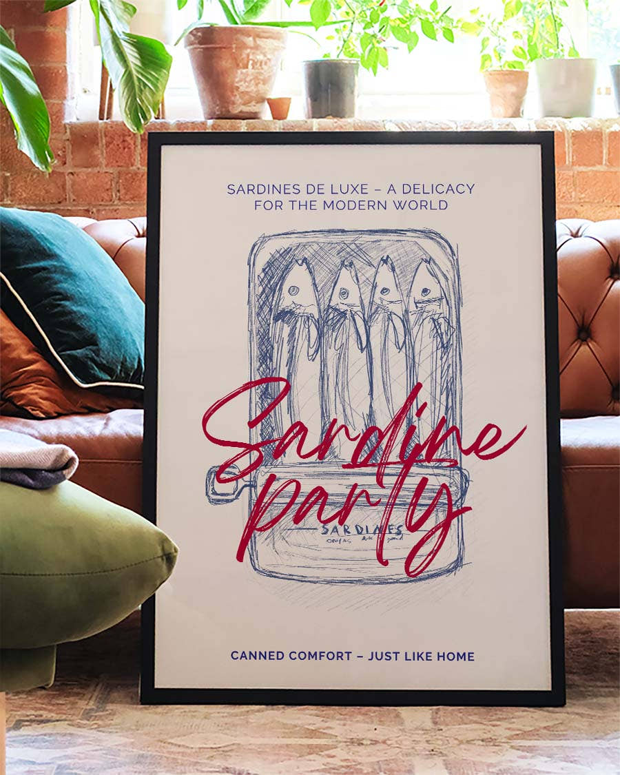 Sardine Party | Humorvolles Retro-Poster