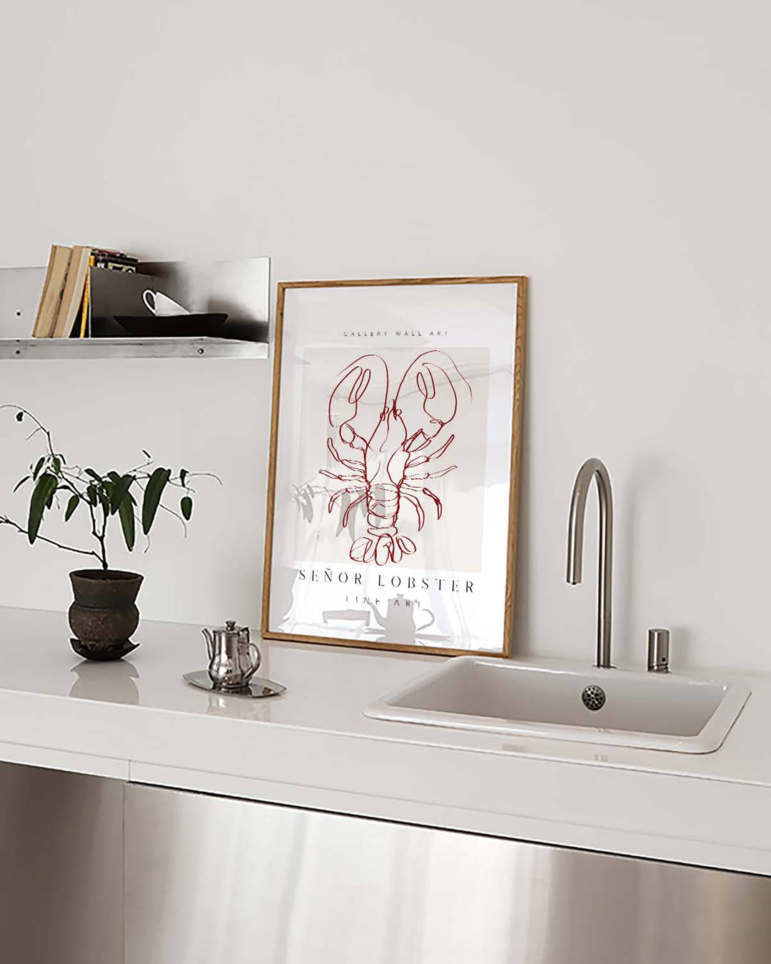 Señor Lobster | Minimalistisches Line-Art-Poster