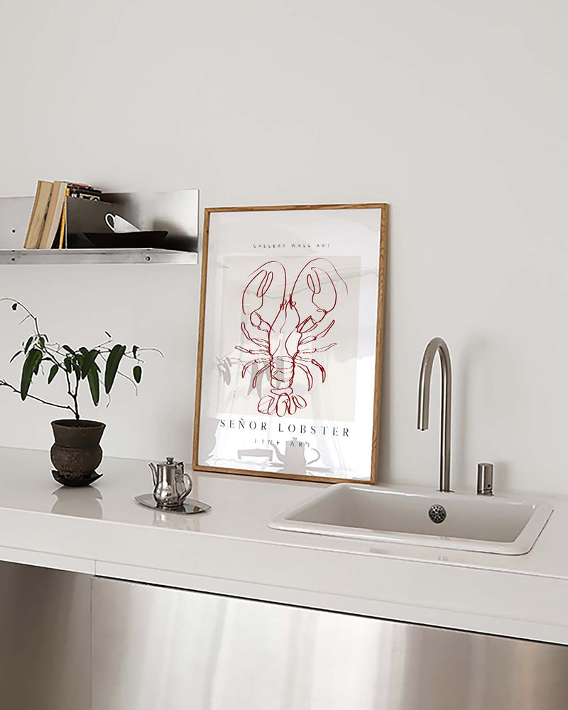 Señor Lobster | Minimalistisches Line-Art-Poster