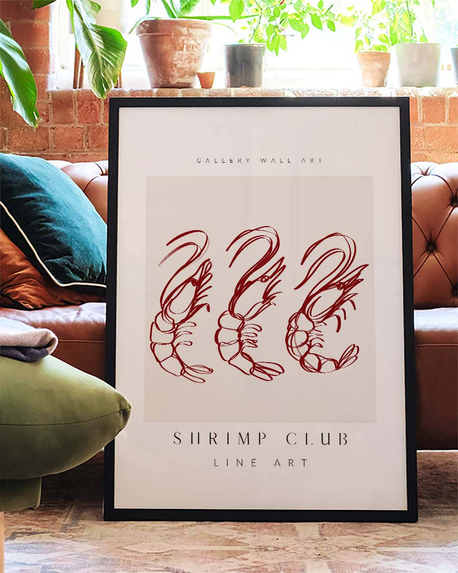 Shrimp Club | Minimalistisches Line-Art-Poster