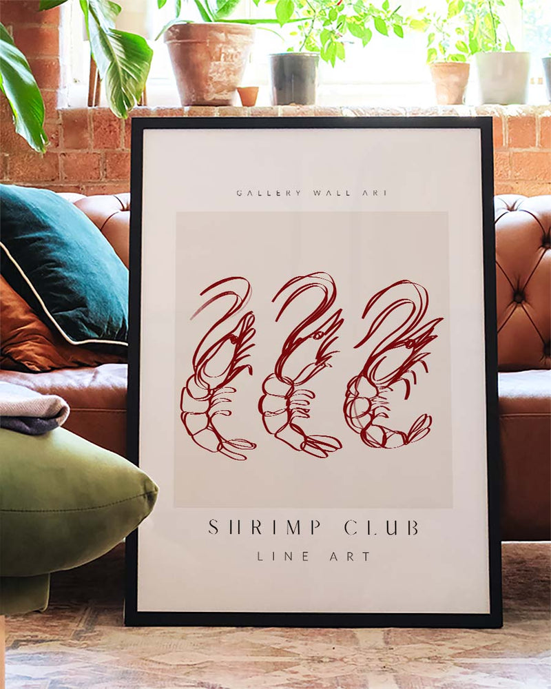 Shrimp Club | Minimalistisches Line-Art-Poster